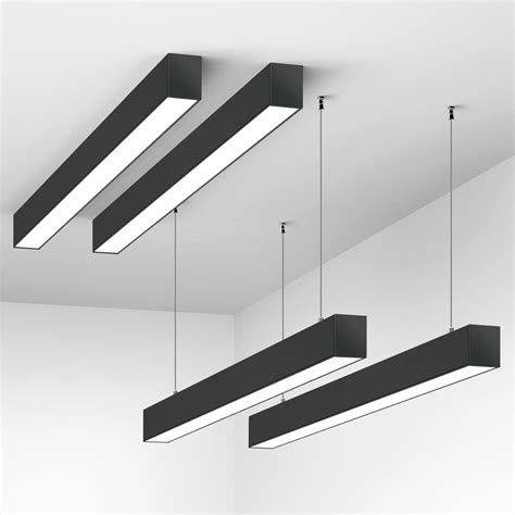 light fixture linear suspended with metal box look|4' linear led dimmable lamps.